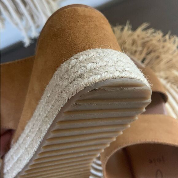 JOIE Women’s Genuine Suede Leather Wedge Espadrille Slip On Sandals Brown Size 8 - Picture 8 of 14